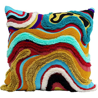Kare Design Kissen Waves, Mehrfarbig, Deko Kissen, Sofa Kissen, Pop-Art Stil, Abnehmbarer Bezug, mit Reißverschluss, 45x45 cm (L/B) im Sale